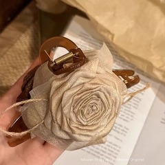 美拉德花朵抓夾女復古乾枯玫瑰大號後腦勺鯊魚夾盤發抓碎髮夾子