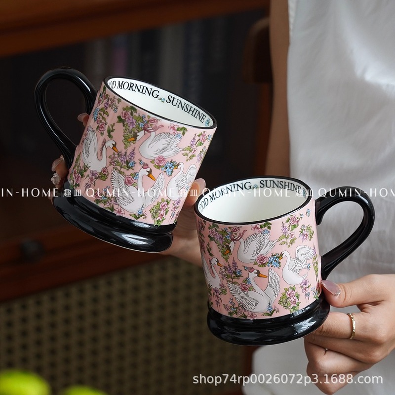 中古风马克杯复古繁花陶瓷杯下午茶咖啡杯子高颜值情侣水杯|undefined