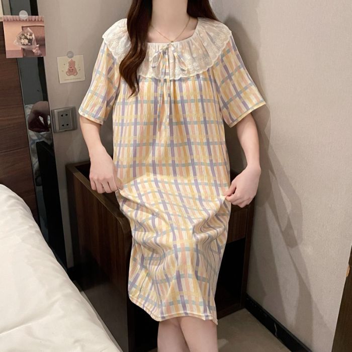 Venta al por mayor transfronteriza verano nuevo estilo dulce camisón casual hogar con almohadilla para el pecho pijamas de una pieza ropa de aire acondicionado para el hogar de las mujeres