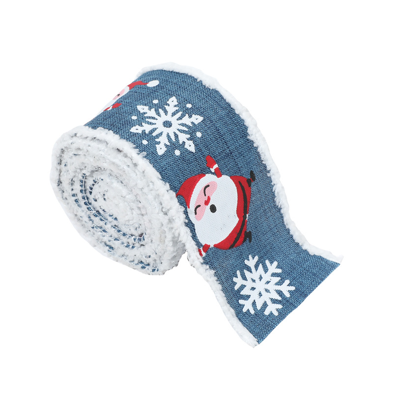 Nueva Caja de Regalo Navideña de Felpa Imitación Lino con Diseño de Santa Claus y Copos de Nieve, Decoración para Envolver Regalos, Venta al por Mayor