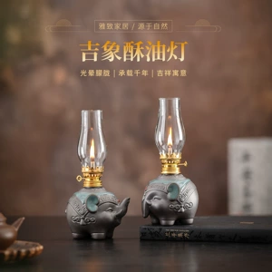 Масляная лампа Jixiang, бытовая Дзен, предлагающая Будду, вечная лампа, китайская ретро чайная комната, атмосферная лампа, керамический держатель лампы, украшения