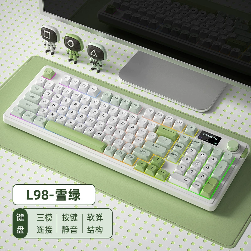 Волк L98 Проводной RGB высоко-значимый трехрежимный клавиатура Спортивная игра офис печать беспроводная тонкая пленка тихая клавиатура