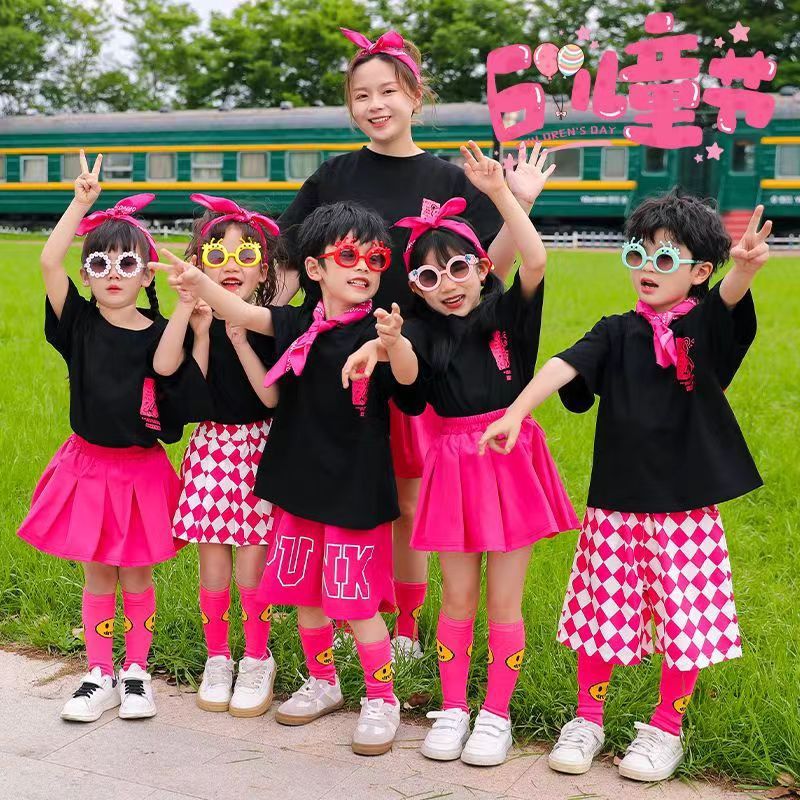 儿童啦啦队演出服幼儿园毕业表演服装合唱舞蹈服hiphop街舞爵士舞