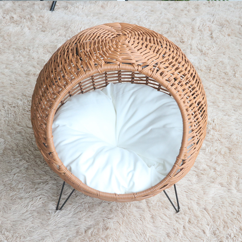 Nido de gato de caña transpirable para cuatro estaciones semicerrado general para gatos de otoño y invierno caliente para mascotas de gato de cama para artículos de mascotas