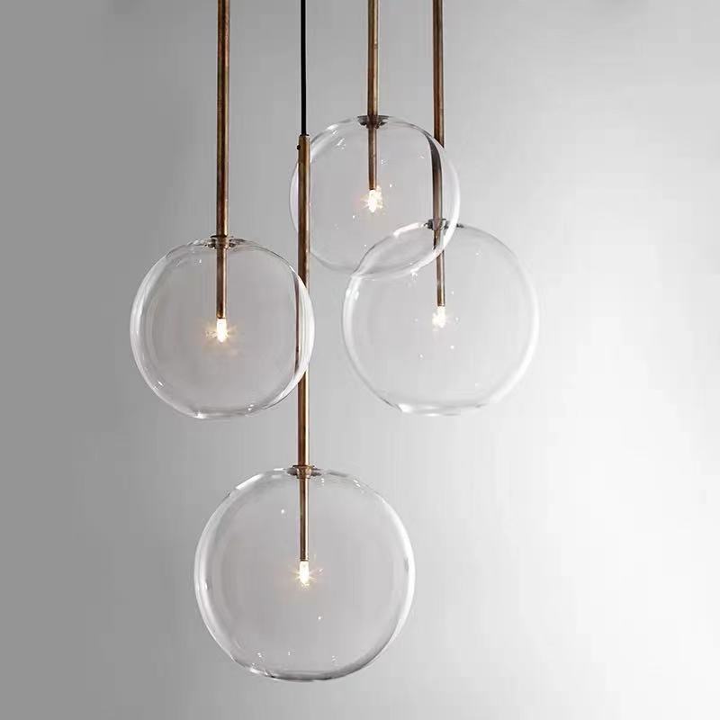 Nordic Post-modern Simple Restaurant Single Head Transparent Glass Ball Bubble Creative Bar Bedroom Bedside Small Chandelier