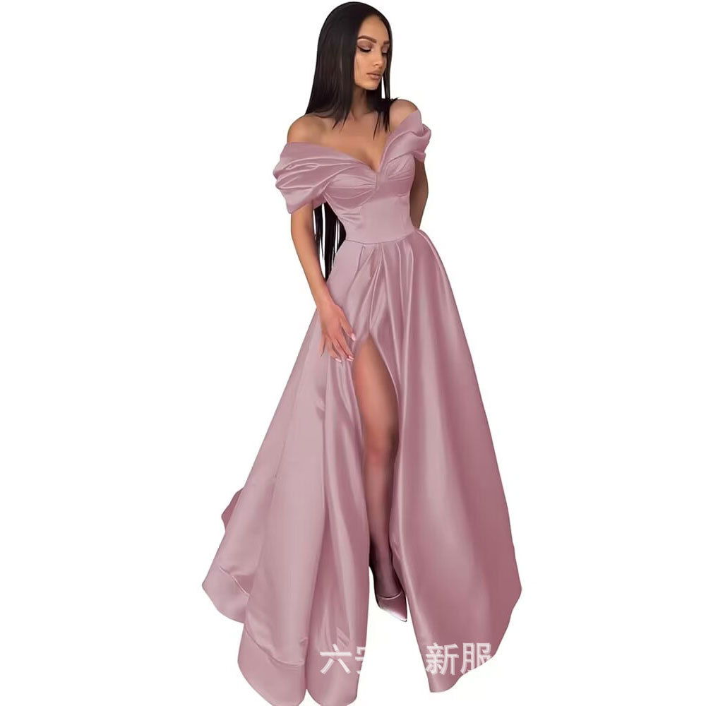 Amazon mujer hombros abiertos corazón vestido de baile largo vestido formal de noche con un vestido abierto