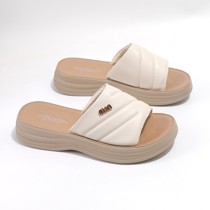 Mom's Slippers for Women, Summer Outdoor Wear, Soft Sole, Non-Slip, 2026 Model for Middle-Aged and Elderly, Mid-Year Season, One-Strap Sandals H015