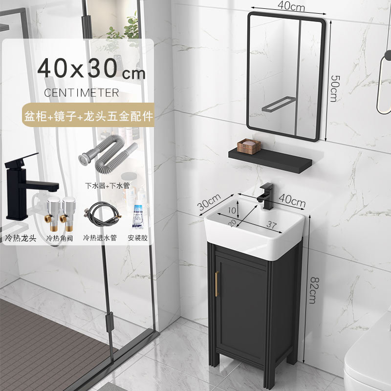 Gabinete de piso de 40x30cm + grifo de agua + espejo cuadrado