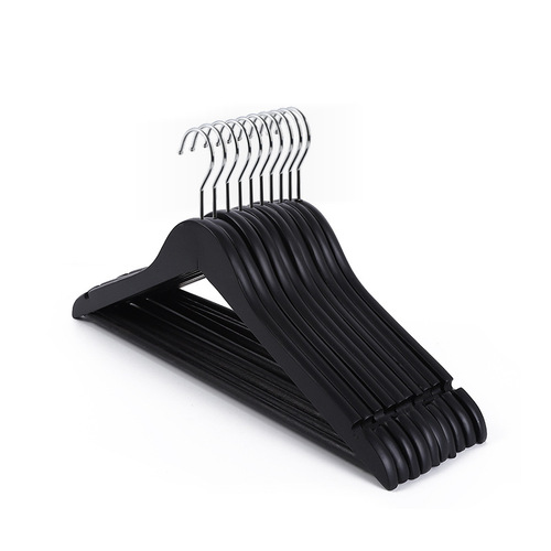 Black wooden suit hanger, solid wood suit hanger, hotel clothing hanger, adult garment rack