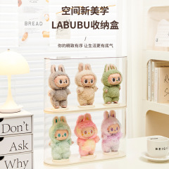labubu展示盒家用收纳盒架子拉布布搪胶娃公仔泡泡玛特手办展示柜