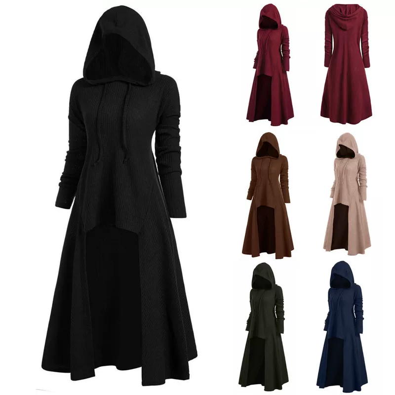 Long long-sleeve, retro hoody, trench coat, sweater, 2022, (Cross-border trading), halloween, plus size