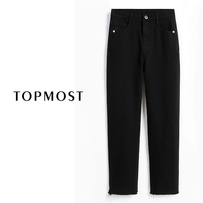 Четырехсторонние эластичные брюки-багеты 2025, новые свободные и узкие французские маленькие прямые джинсы 9909 # мода