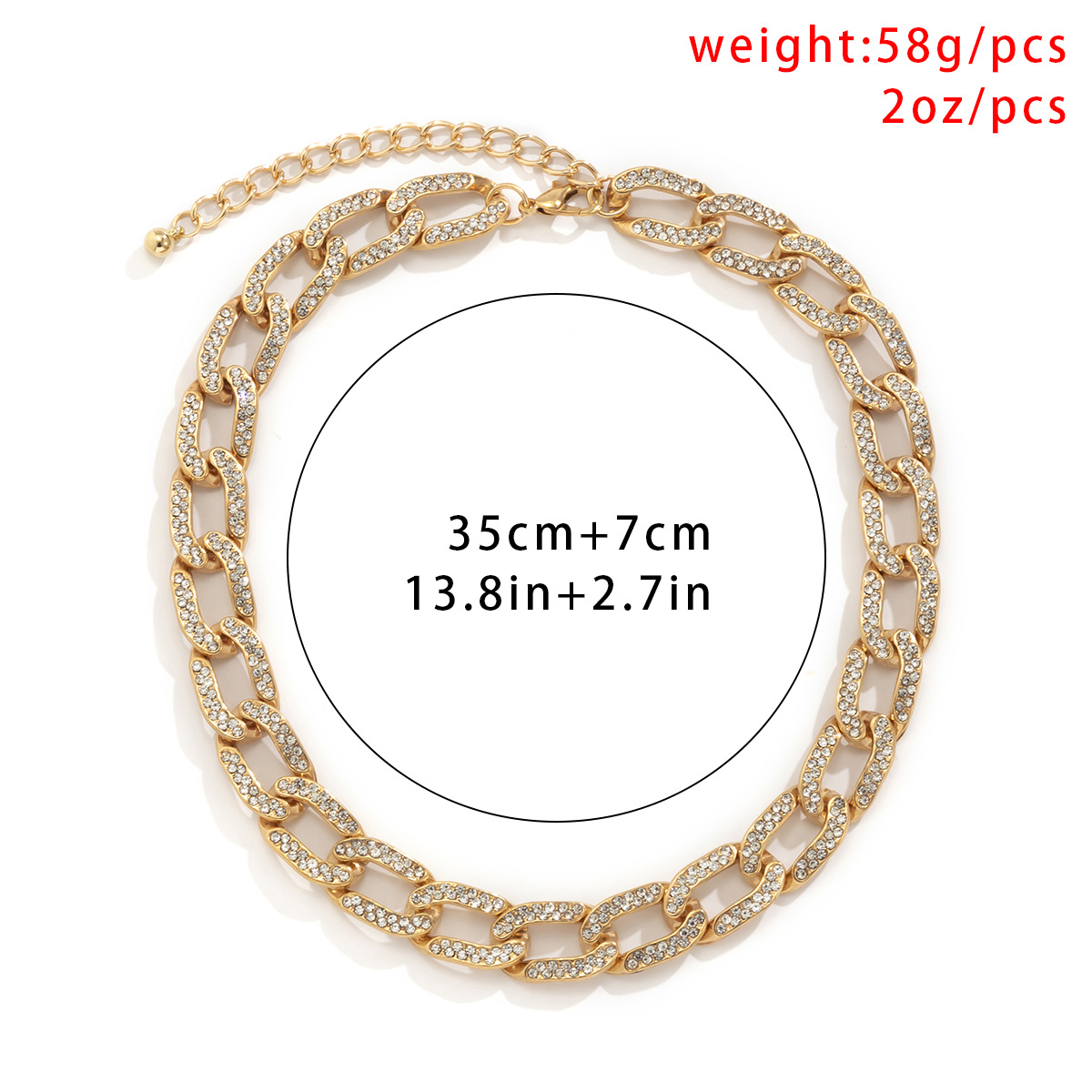 Cuban Link Necklace With Micro Inlaid Diamonds Minimalist Style_voghion.com