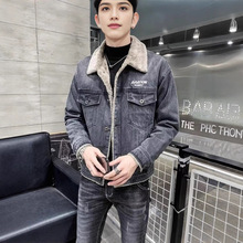 冬季羊羔毛牛仔外套男韩版潮流加绒加厚保暖美式棉衣服男士夹克衫