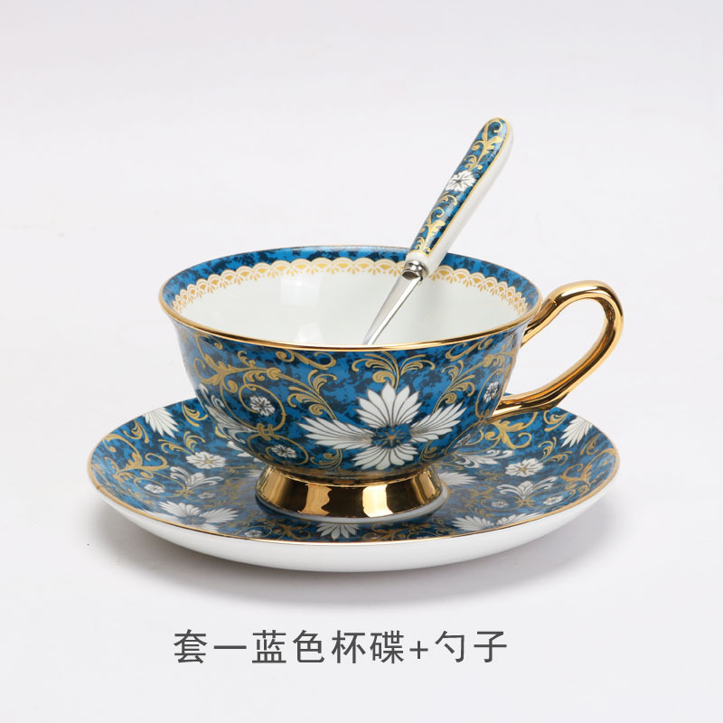 Juego de té de la tarde de lujo ligero de estilo europeo traje perfumado taza de café y platillo de cerámica de china de hueso de alta gama