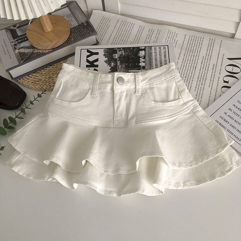 Niños pastel falda corta denim elástico falda de corset de verano de 2025 moda coreana falda de corset universal ropa de niñas