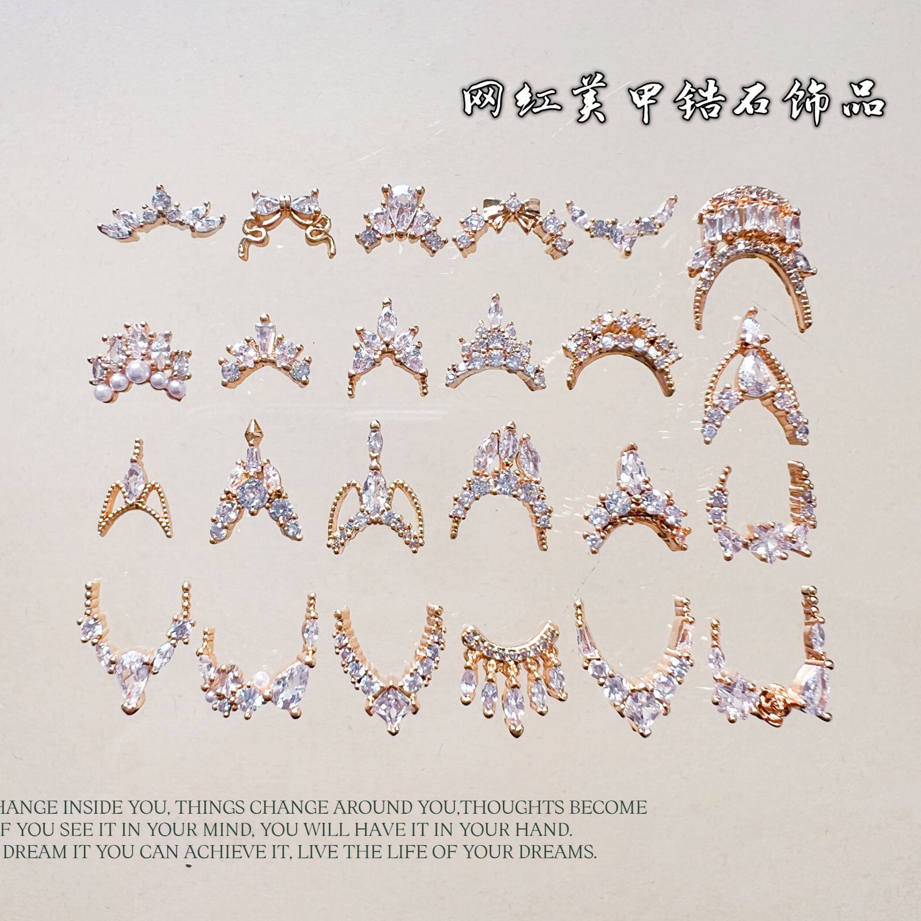 Golden copper jewelry with zircon