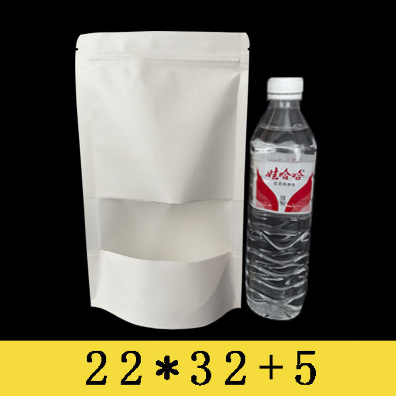 Мешок Kraft бумажный; Белый 22*32 + 5 (матовое окно); Крафт-бумага композитный материал