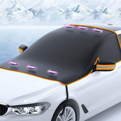 snow cover antifreeze half cover – Car snow shield - diamond-shaped-snow-shield-orange-reflective-strips-and-orange-edges