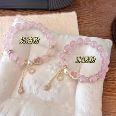 金メッキパステル模造ピンククリスタルブレスレットニッチデザインひょうたんハイエンドブレスレットアメジストブレスレット親友ギフト