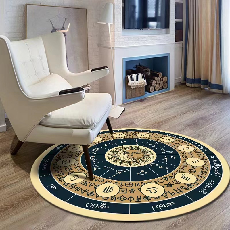 北歐圓形地毯ins摩洛哥簡約圓型客廳毯家用臥室床梳妝檯地墊