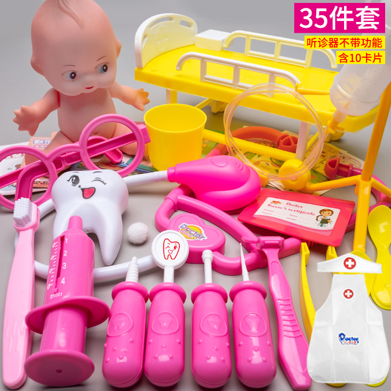 Los niños juegan a las casitas pequeño doctor juego de juguete chica enfermera herramienta inyección caja médica estetoscopio Masculino