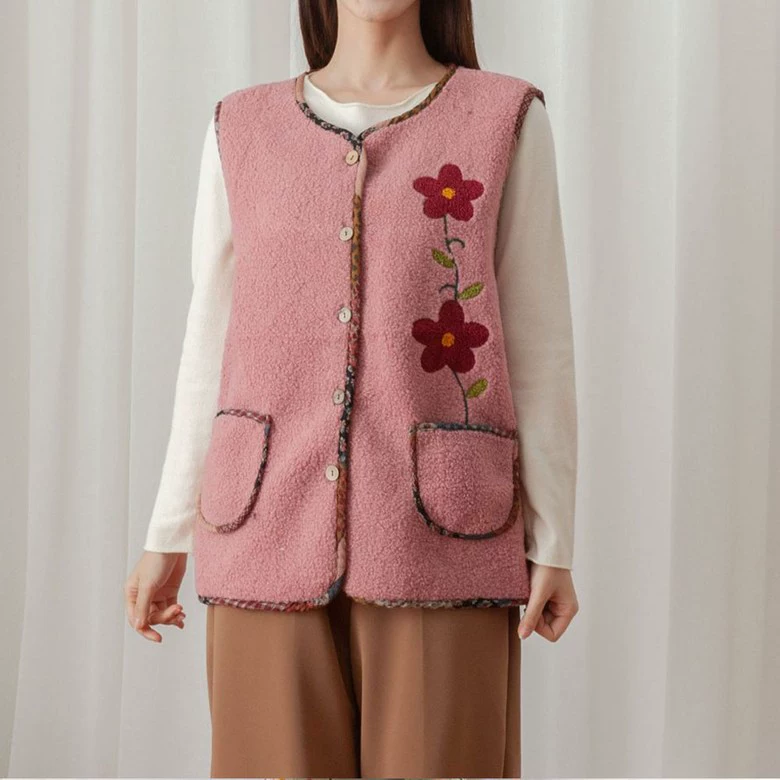 Новая осенне-зимняя коллекция 2025: флисовый жилет для женщин среднего и старшего возраста, свободного кроя, теплый, повседневный, стройнящий, для мам.