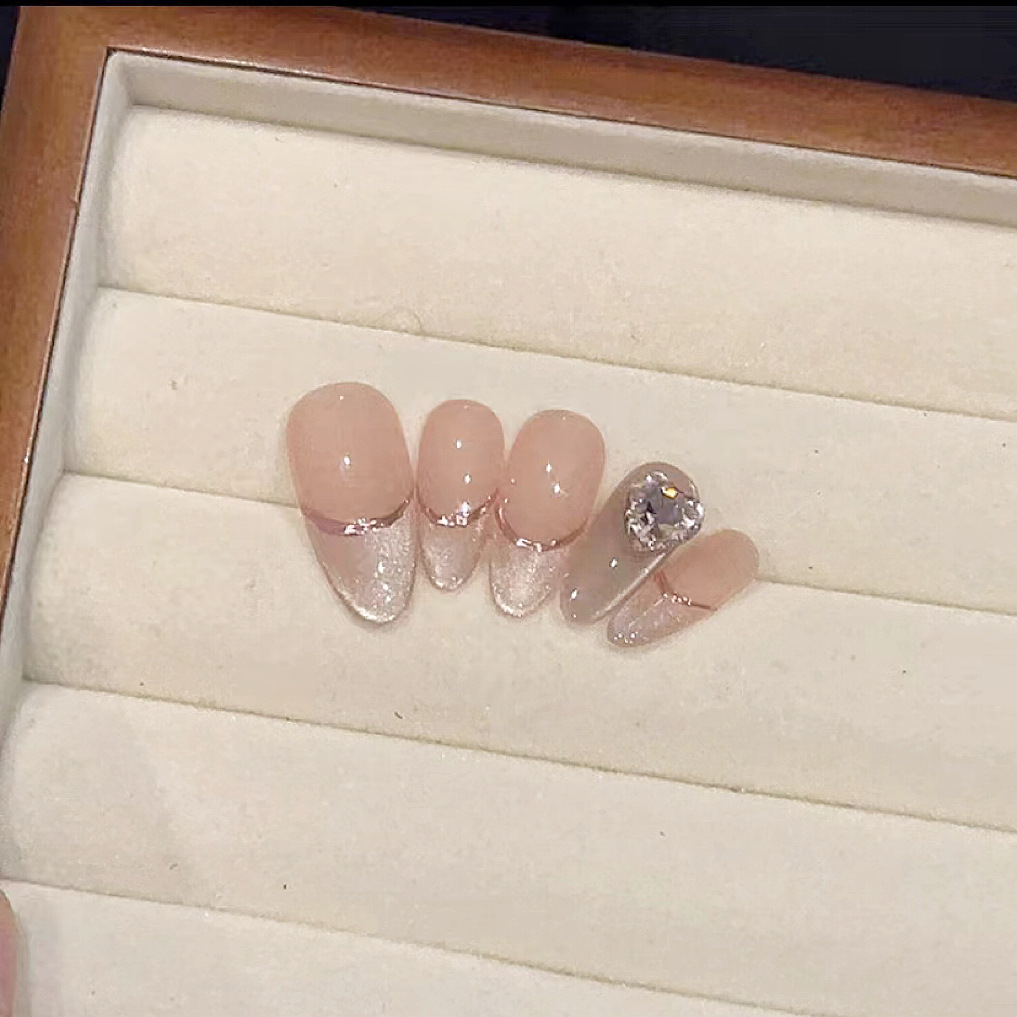 Summer love explosions show white light therapy cat's eye nail art pure hand-worn nail products wholesale short