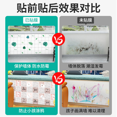 Kitchen oil-proof sticker, high temperature resistant wall sticker, waterproof and moisture-proof cabinet tile wallpaper, self-adhesive stove sticker, dropshipping