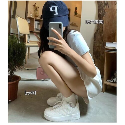 ZHUOYU Women's White Sneakers 2024 New Summer Simple Casual Thick-Heeled Korean Version INS Trendy Sports Platform Shoes