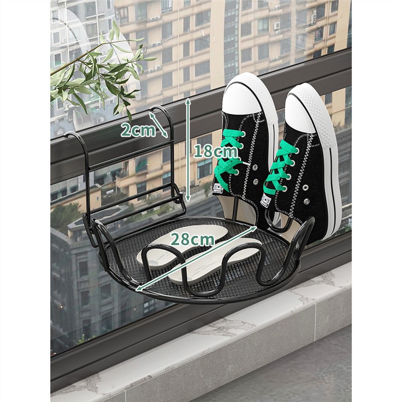 Balcón estante de secado de zapatos artefacto anti-robo ventana barandilla ventana estante de secado ventana alféizar sandalias de secado al aire libre