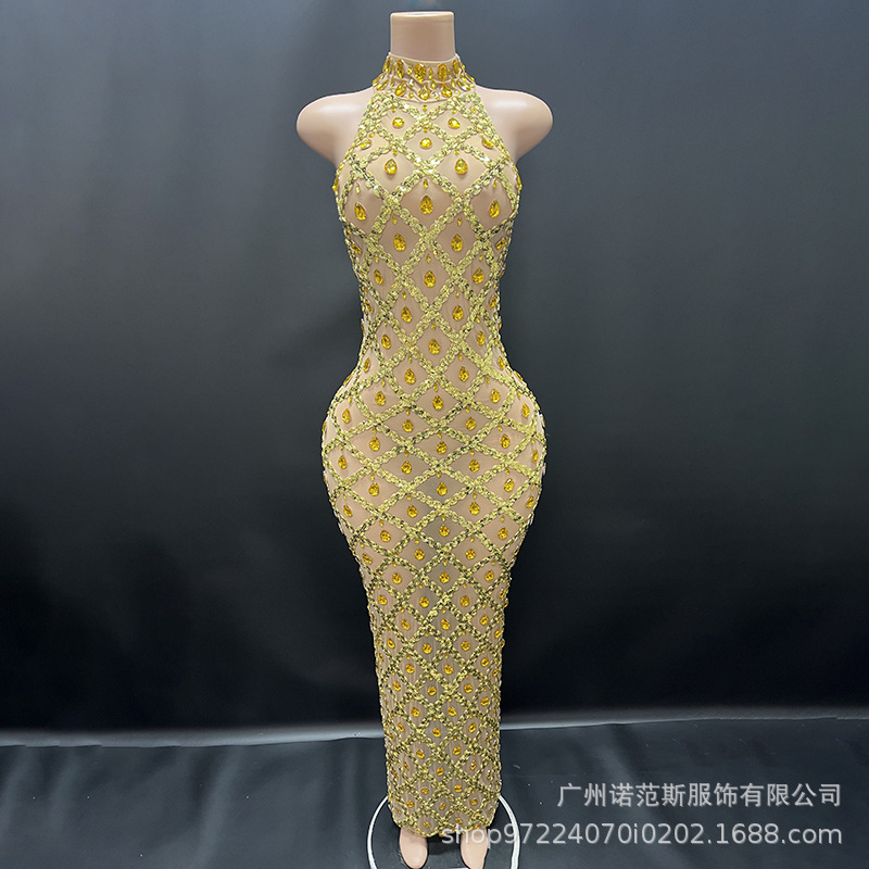 Sleeveless Neck Slim-fit Slimming All-match dress Dinner Party Red Carpet Awards Ceremony Birthday Portrait Princess Dress