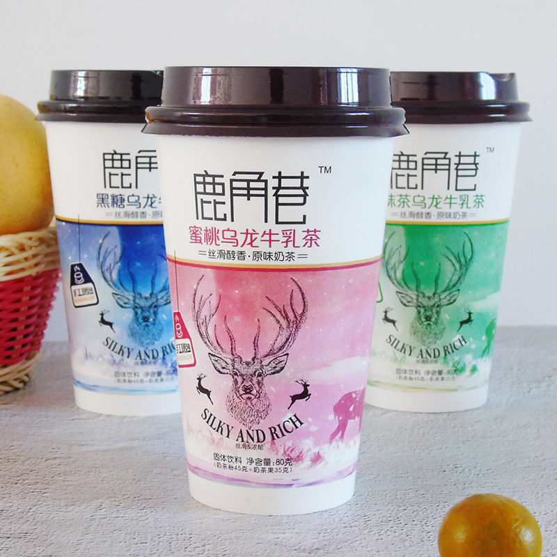鹿角巷奶茶蜜桃乌龙牛乳茶奶茶固体饮料80g手工现泡港式奶茶整箱