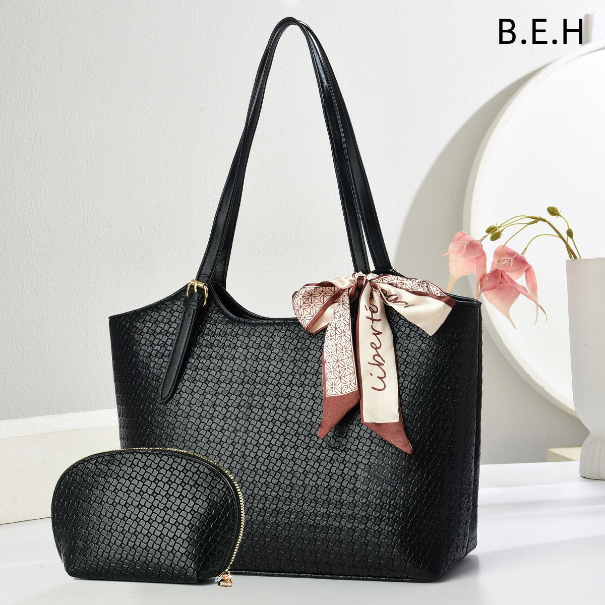 Bolso Tote de Hombro y Axilar de Gran Capacidad para Mujer de PU con Cierre de Cremallera para Uso Diario