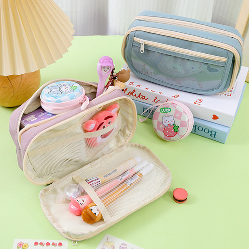 Transparent pencil case, nine-layer panda pencil case, large-capacity stationery box, suitable for primary and secondary school students, girls, high-definition pencils
