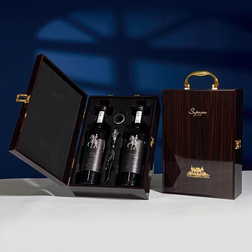 Factory red wine box, wooden box for red wine, imitation rosewood with baking varnish, double-bottle wine gift box, wholesale white liquor wooden box