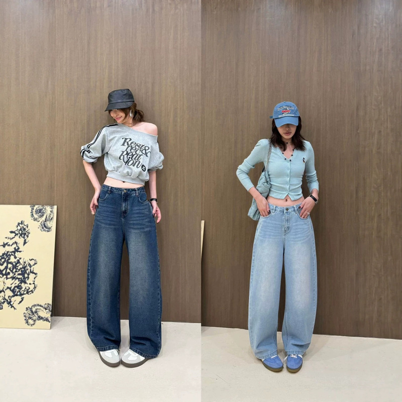 Paper Bag Home Autumn New Korean Style All-Cotton Denim Pants Trendy Washed Casual Pants K2668 Women's Small Quantity Wholesale Paper Bag Home Autumn New Korean Style All-Cotton Denim Pants Trendy Washed Casual Pants K2668 Women's Small Quantity Wholesale
