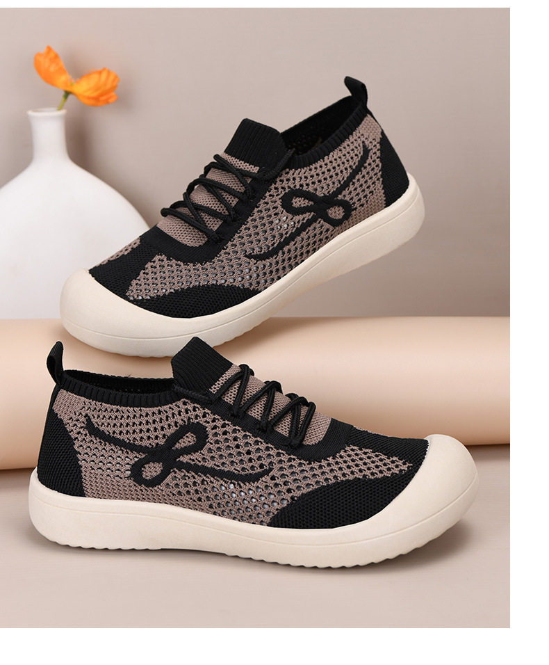Giày lười nữ vải lưới thoáng khí đế bằng mềm, kiểu dáng một lớp dễ mang — Kaki dệt vải bay nữ, Nữ dệt thoi-vàng be, Nữ dệt thoi-đen chi tiết 19