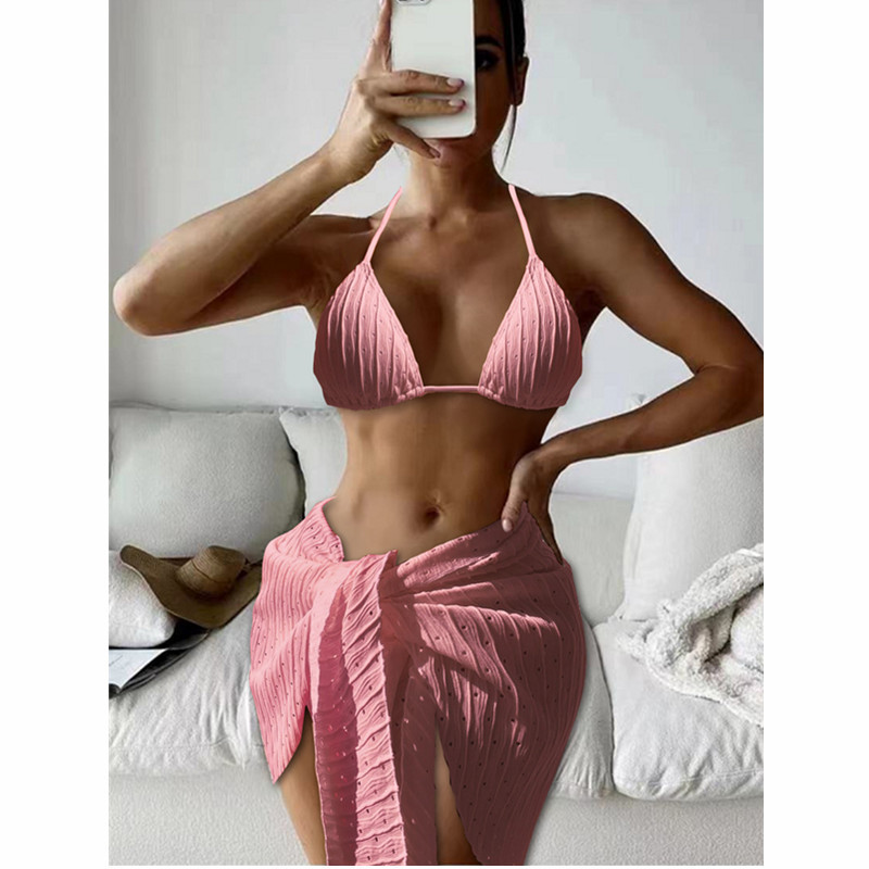 Mingyi nuevo traje de baño de las mujeres de tres piezas de Europa y América sexy bikini encaje sin espalda traje de baño de tela especial