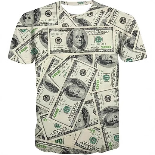 Venta caliente transfronteriza 3D impresión digital spot hombres verano calle personalidad suelta manga corta transpirable cuello redondo camiseta