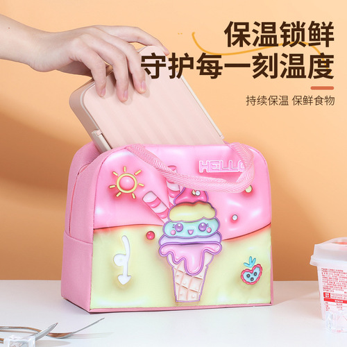 Cartoon lunch bag, insulated bag, aluminum foil lunch bag, portable bag for students and office workers, eco-friendly and convenient
