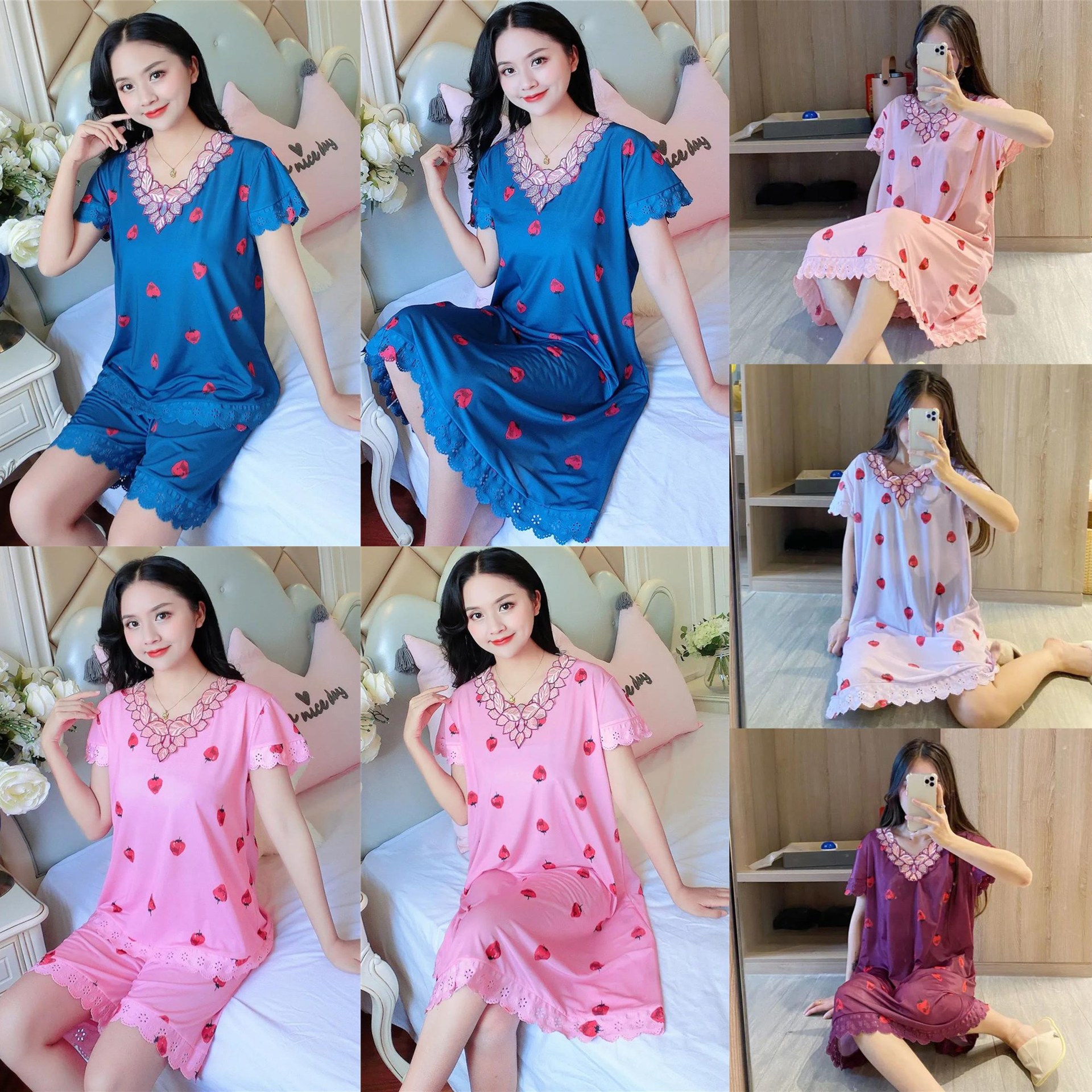 2023 camisón de las mujeres pijamas de verano estudiante delgado más tamaño de mediana edad vestido de una pieza desgaste del hogar Comercio exterior al por mayor