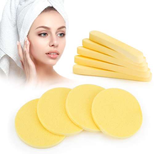 Cross-border factory compressed sponge strips makeup face wash powder puff facial cleansing sponge cake bucket 50 strips