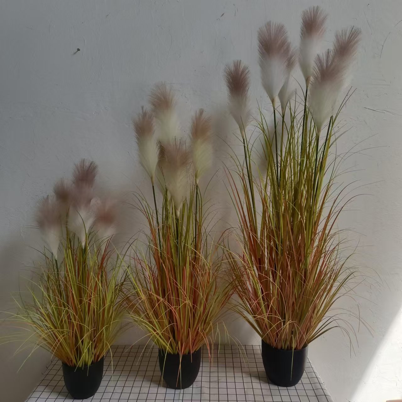 Plantas de caña artificiales verdes falsas plantas de césped decoración doméstica césped accesorios de fotografía decoración de suelo bonsai flores interior image 5