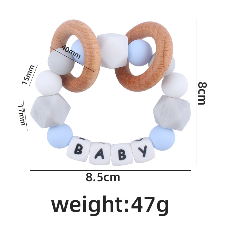 Nuevos productos para bebés silicona DIY nombre calmante bebé grande octogonal cuentas de silicona pulsera mordedor juguete