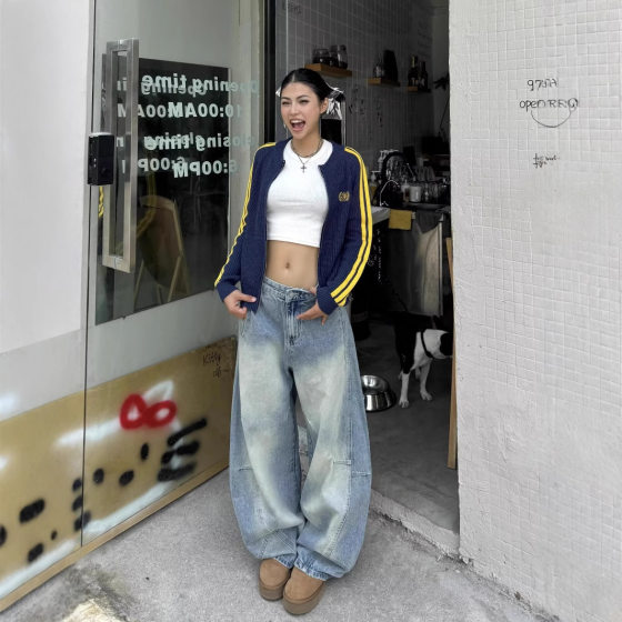 American Street Washed Used Jeans Men's Spring and Autumn Straight Loose European and American High Street Vibe Style Long Pants