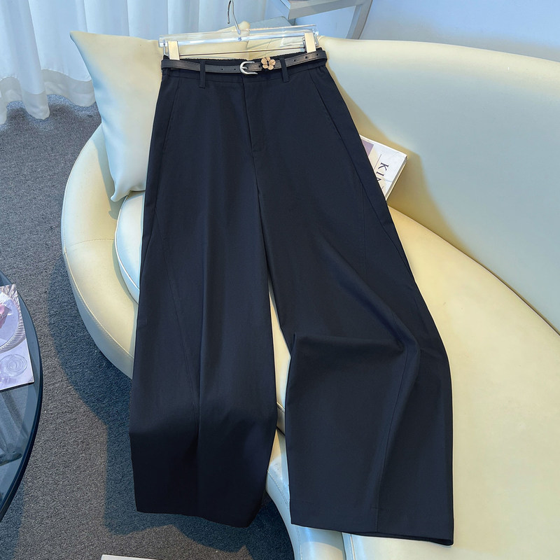 Super trendy and stylish navy blue high-waisted wide-leg pants for women, 2026 autumn new collection, with a sophisticated and elegant straight-leg design Super trendy and stylish navy blue high-waisted wide-leg pants for women, 2026 autumn new collection, with a sophisticated and elegant straight-leg design