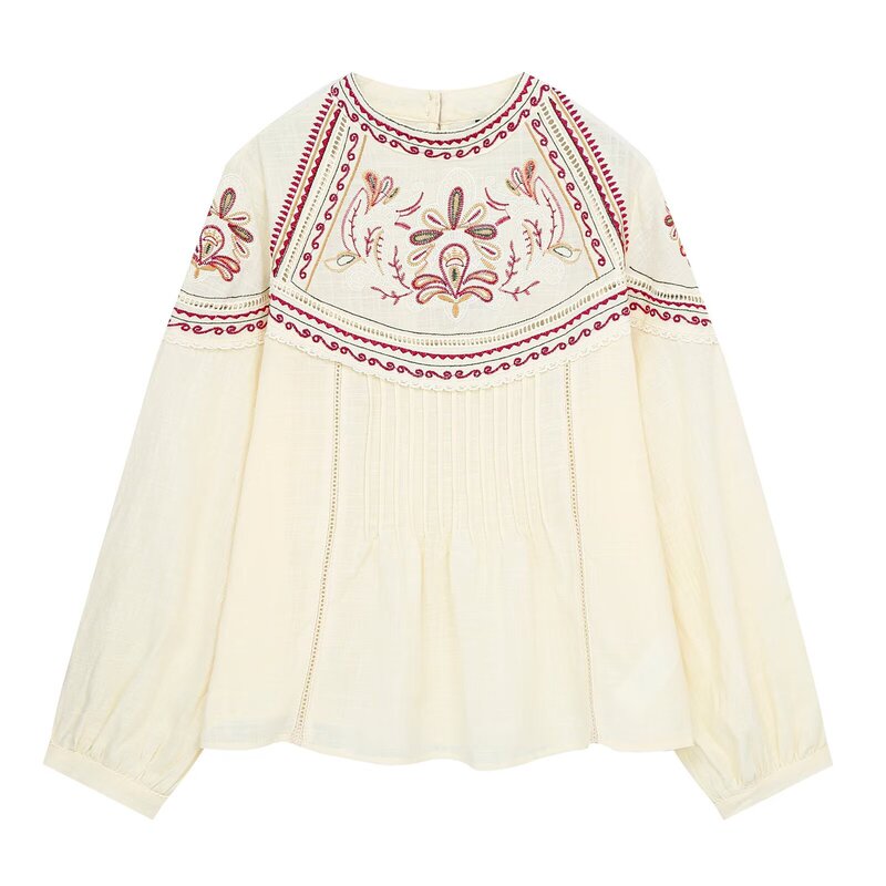 PB&ZA Women's 2026 Autumn New Collection: Loose, Simple, Ethnic-Style Long-Sleeve Embroidered Shirt 5770231 PB&ZA Women's 2026 Autumn New Collection: Loose, Simple, Ethnic-Style Long-Sleeve Embroidered Shirt 5770231