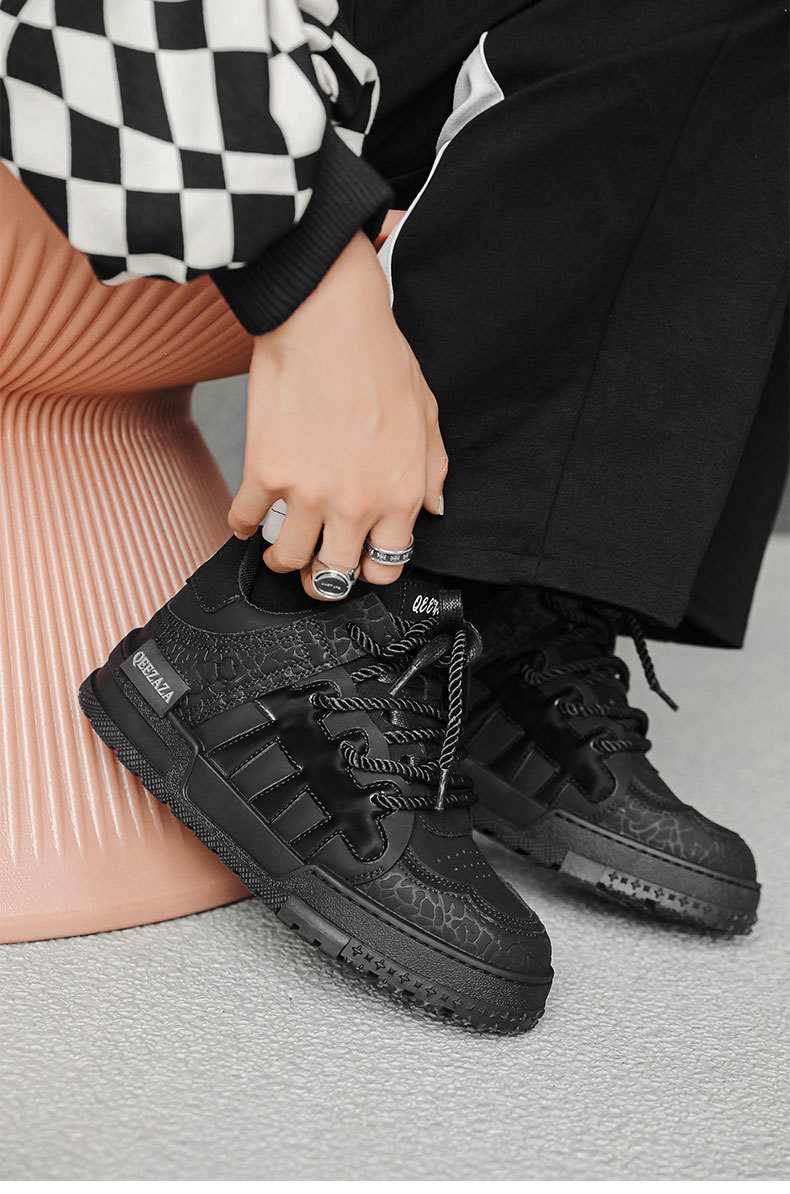 6109 male 6110 female plum blossom board 36-44 niche couple style high street American black samurai bread shoes_voghion.com
