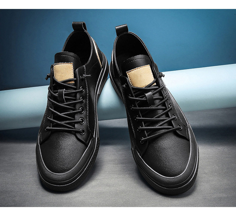 Giày sneaker nam da lì phối chỉ may, đế bằng thấp, phong cách thường ngày — 21506 màu đen, 5025 màu trắng, 5025 màu đen, Màu trắng 21506 chi tiết 18